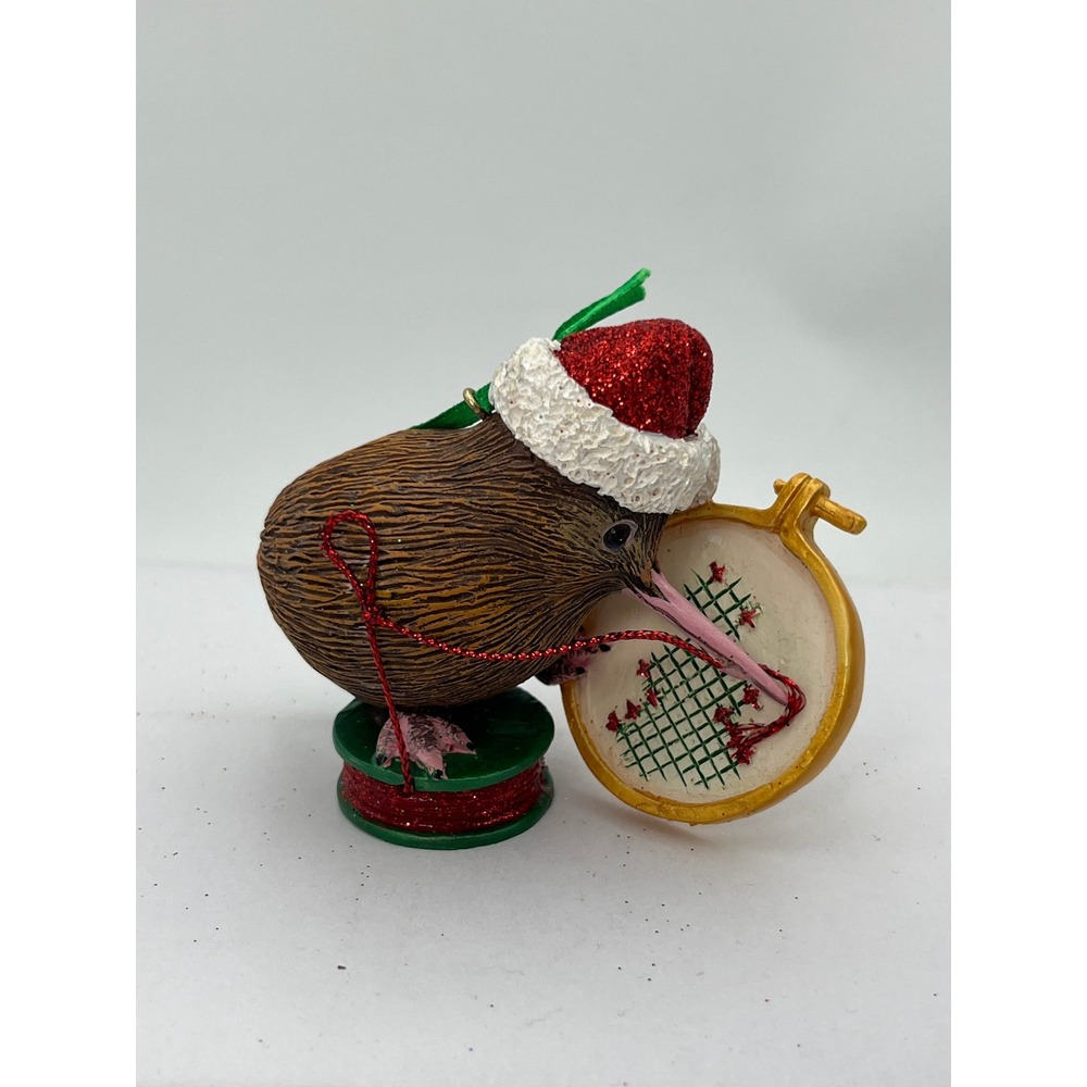 Danbury Mint Baby Animal Ornaments Kiwi Bird Christmas Ornament Brown Embroidery